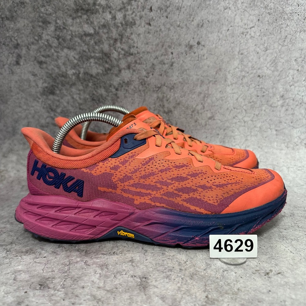 Hoka Speedgoat 5 Women 8.5 Pink Orange Trail Running Shoes (NO INSOLES) Vibram
